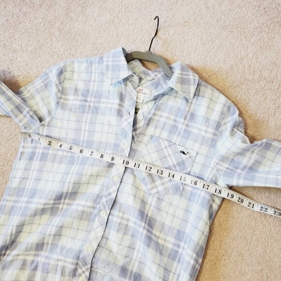 Vineyard Vines Soft Plaid Pastel Blue Cabin Button Up Shirt S - Picture 4 of 7